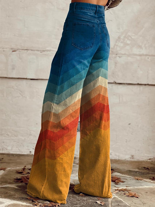 Jodie | Sunset Chevron Wijde-Pantalon