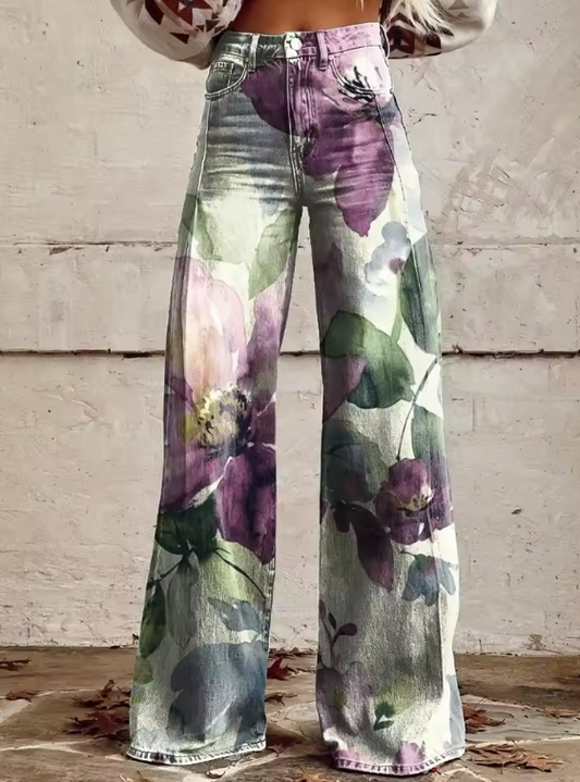 Flora | Zachte Bloem Waterverf Broek