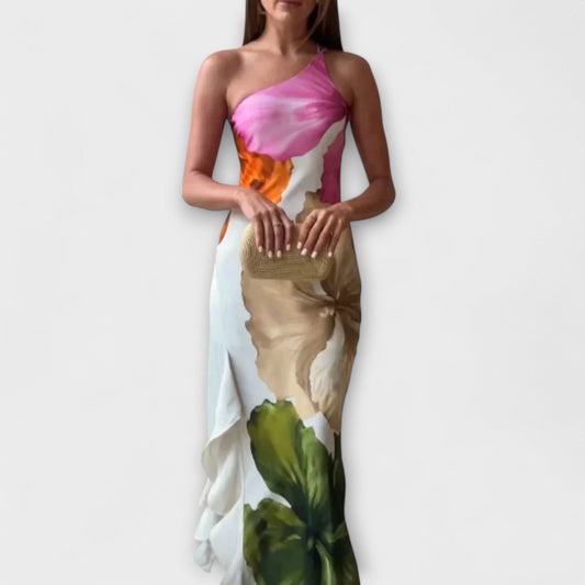 De Sapphire - Elegante Patchwork Maxi Jurk