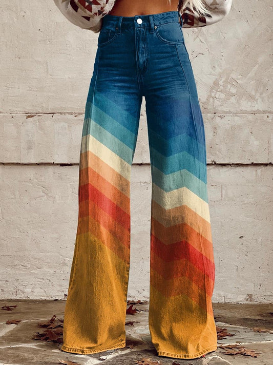 Jodie | Sunset Chevron Wijde-Pantalon